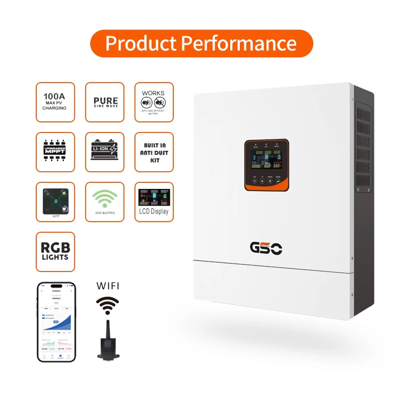 Hybrid Inverter 5500W 3500W Off Grid Inverter 3.5KW 5KW 5.5KW 10KW 48V 51.2V Hybrid Solar Inverter for Solar System Home Use