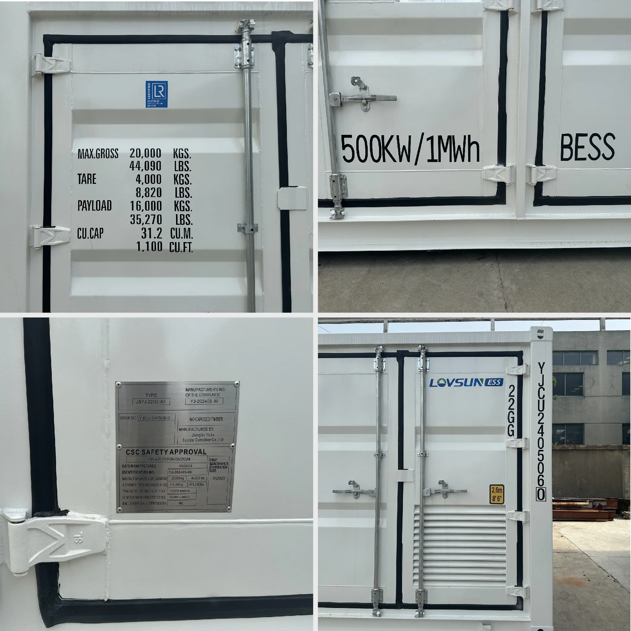 15 Years Life Time Outdoor 1MWh Battery Storage Container 500kW 1MWh 20ft 40ft Container Ess Solar Battery Energy Storage System