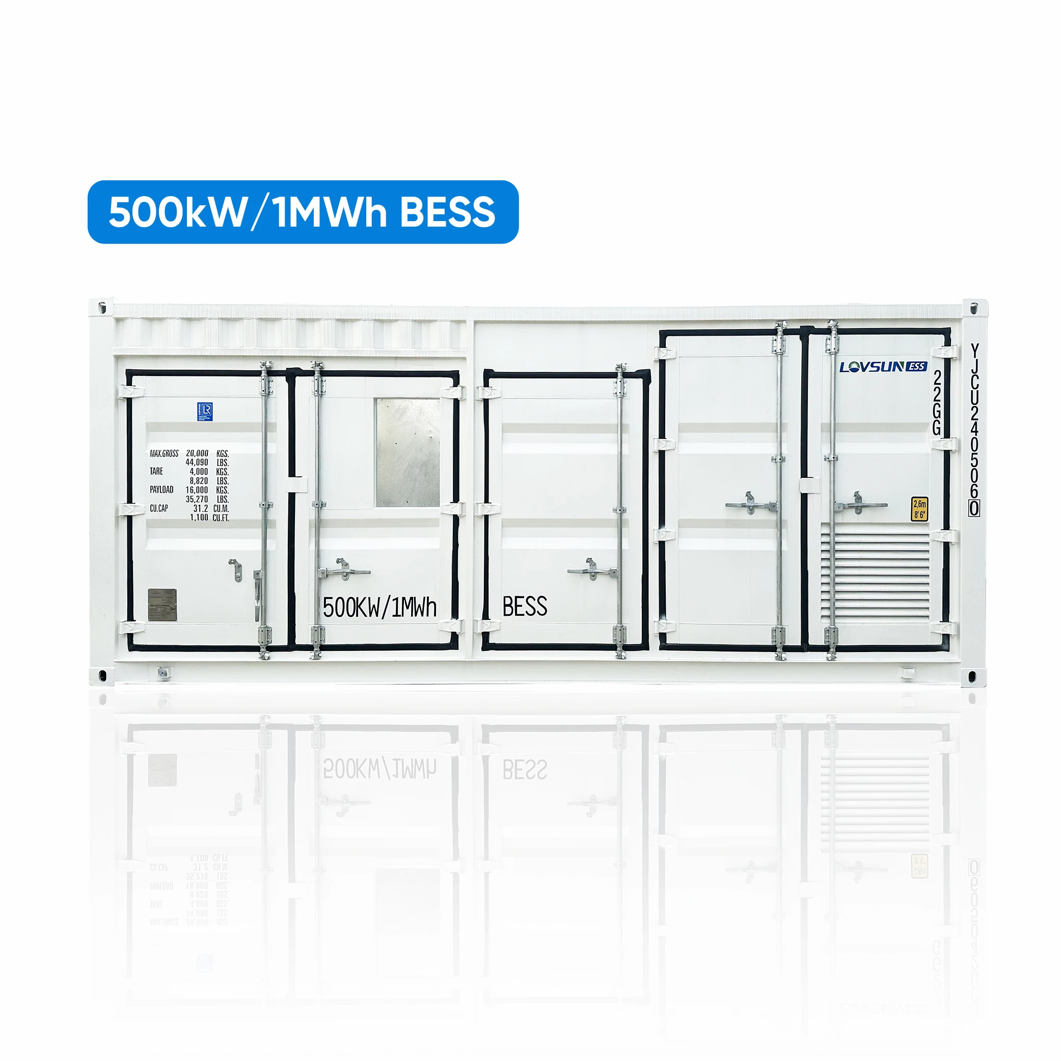 15 Years Life Time Outdoor 1MWh Battery Storage Container 500kW 1MWh 20ft 40ft Container Ess Solar Battery Energy Storage System