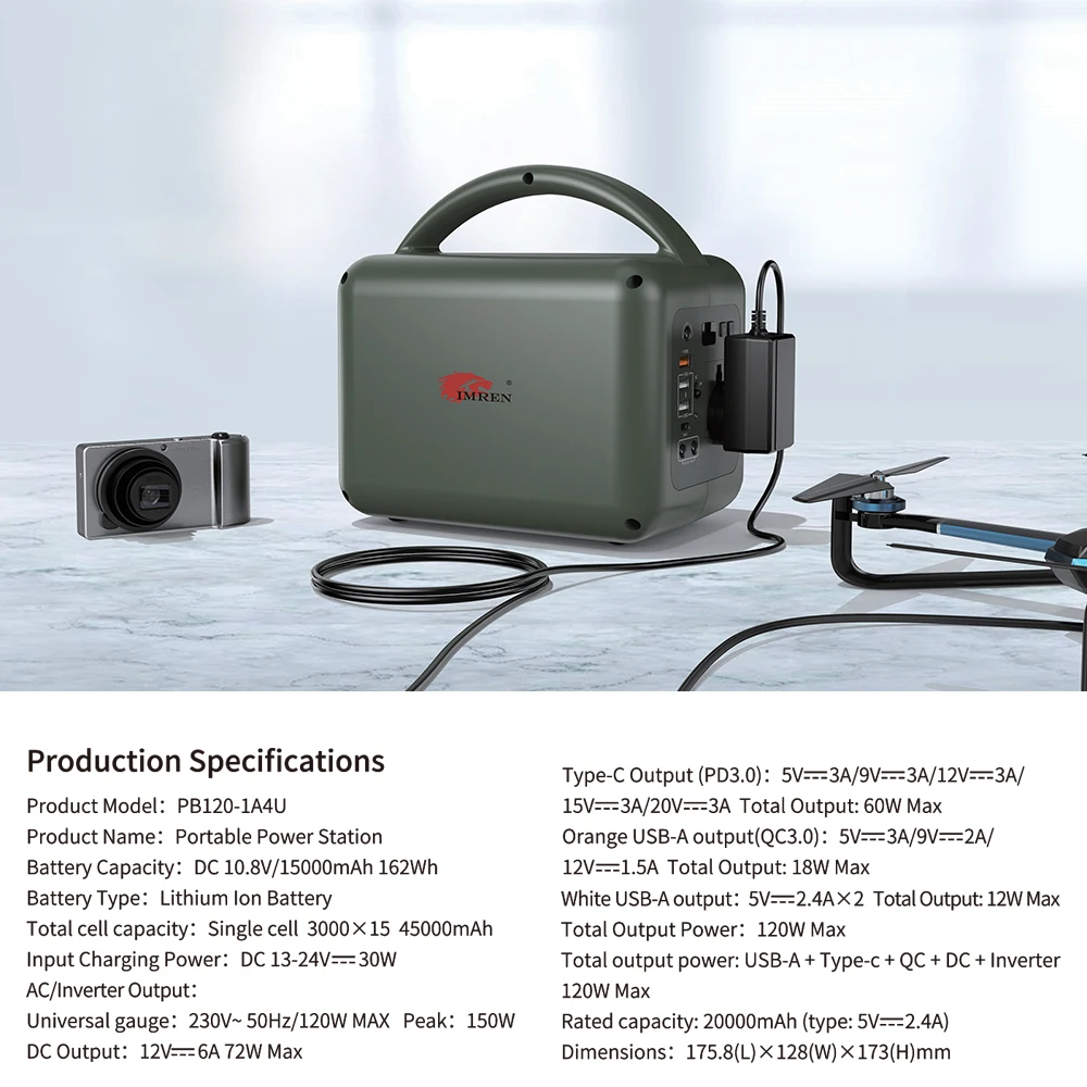 Portable Power Station 120w Bank Solar Emergency Camping Generator Battery 110v 220v Supply Outdoor with Charging Energy Storage