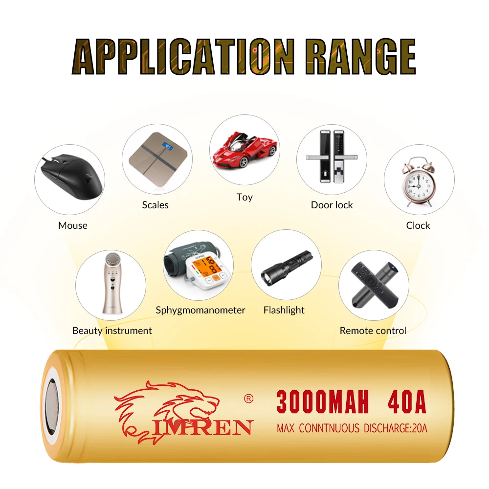 Imren 18650 3.7V 3000mAh 40A High Rate Discharge Battery Lithium Li-Ion Battery Cell