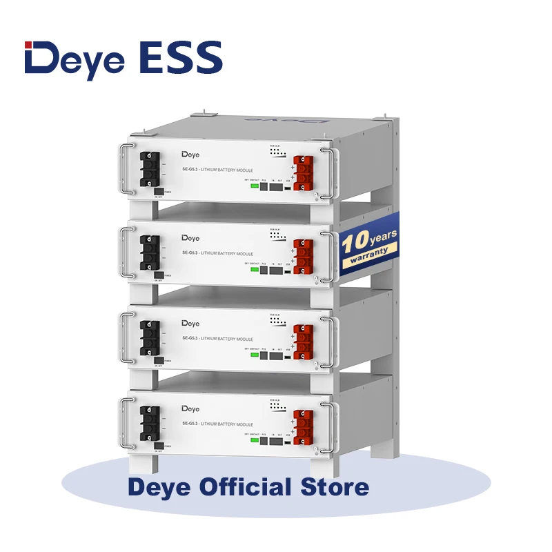 Deye ESS SE-G5.3 Manufacturer BMS Safe 5-340kWh Battery Pack  51.2V 104Ah LiFePO4 Cell Storage Battery for Solar System