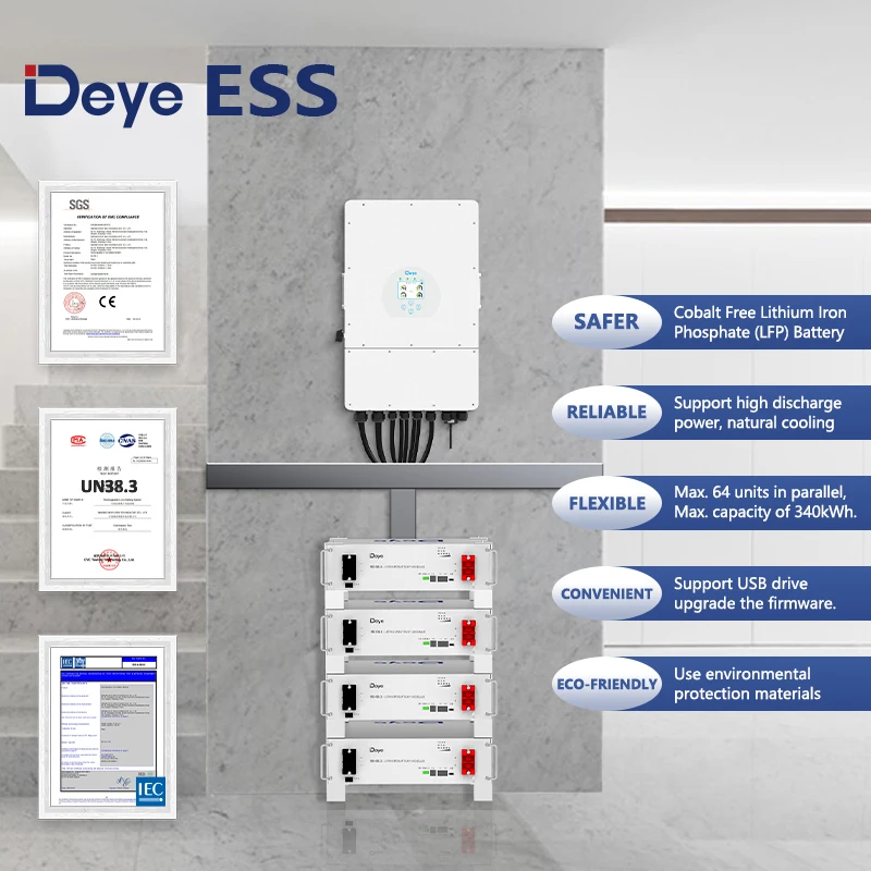 Deye ESS SE-G5.3 Manufacturer BMS Safe 5-340kWh Battery Pack  51.2V 104Ah LiFePO4 Cell Storage Battery for Solar System