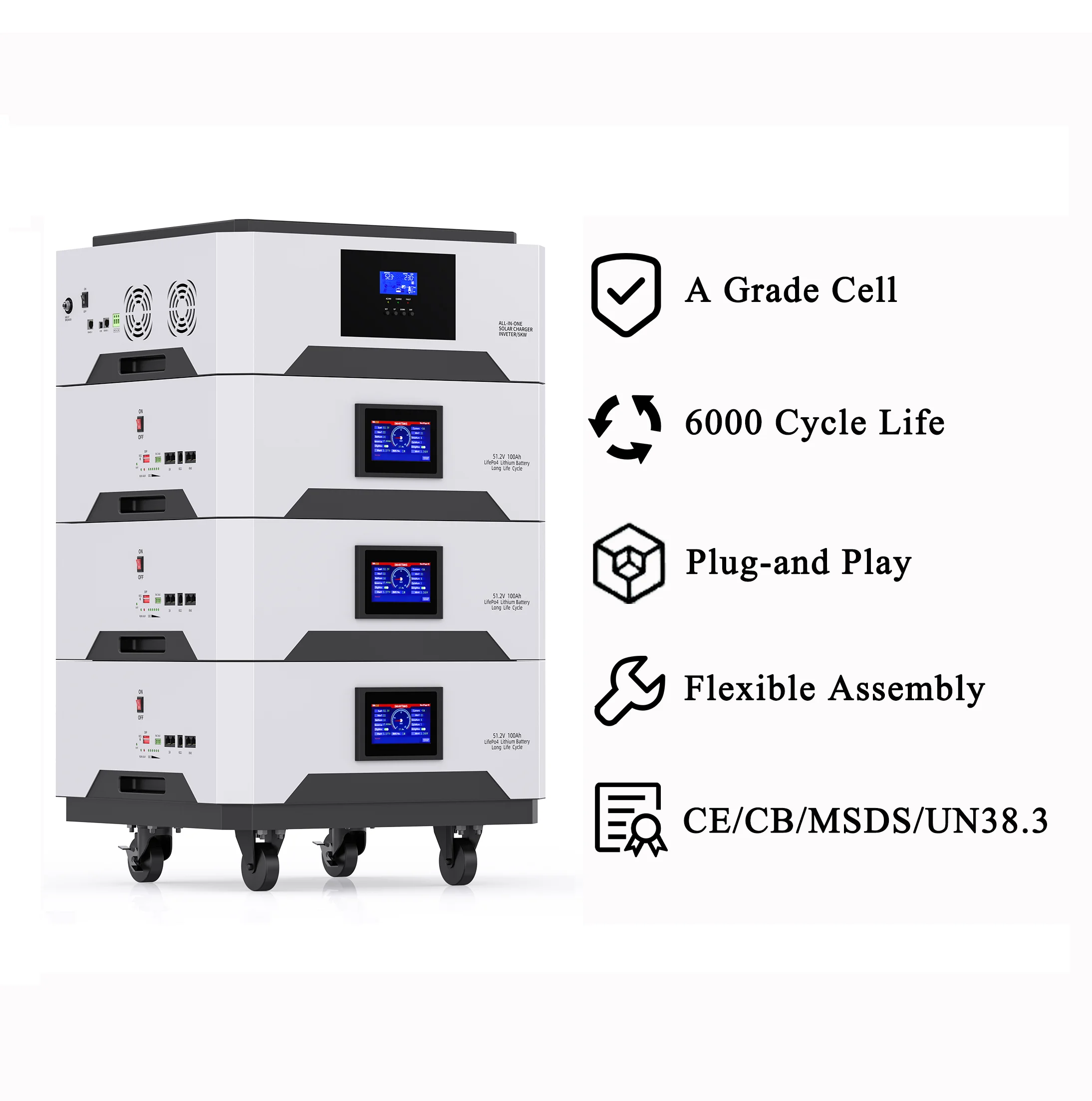 Avepower 48V 10KWH 20KWH 30KWH 40KWH 50KWH All in One Battery 51.2V Stackable LiFePO4 Energy Storage Battery