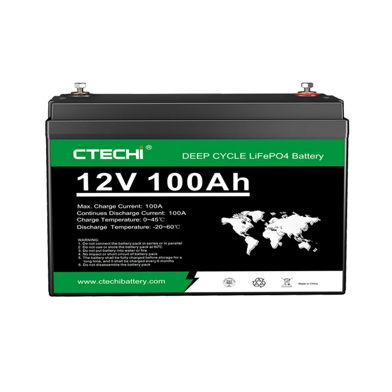 CTECHi 12V 24V 48V 100Ah 200Ah 300Ah 400Ah Lithium Phosphate Battery Pack BMS Lifepo4 Home Energy Storage Lithium Ion Battery