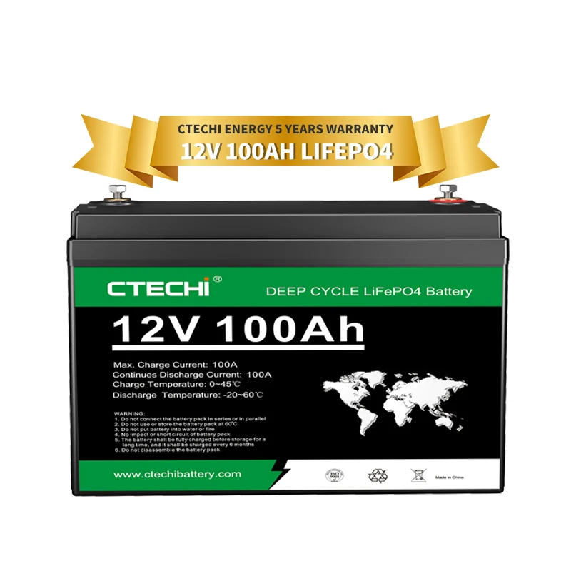 CTECHi 12V 24V 48V 100Ah 200Ah 300Ah 400Ah Lithium Phosphate Battery Pack BMS Lifepo4 Home Energy Storage Lithium Ion Battery
