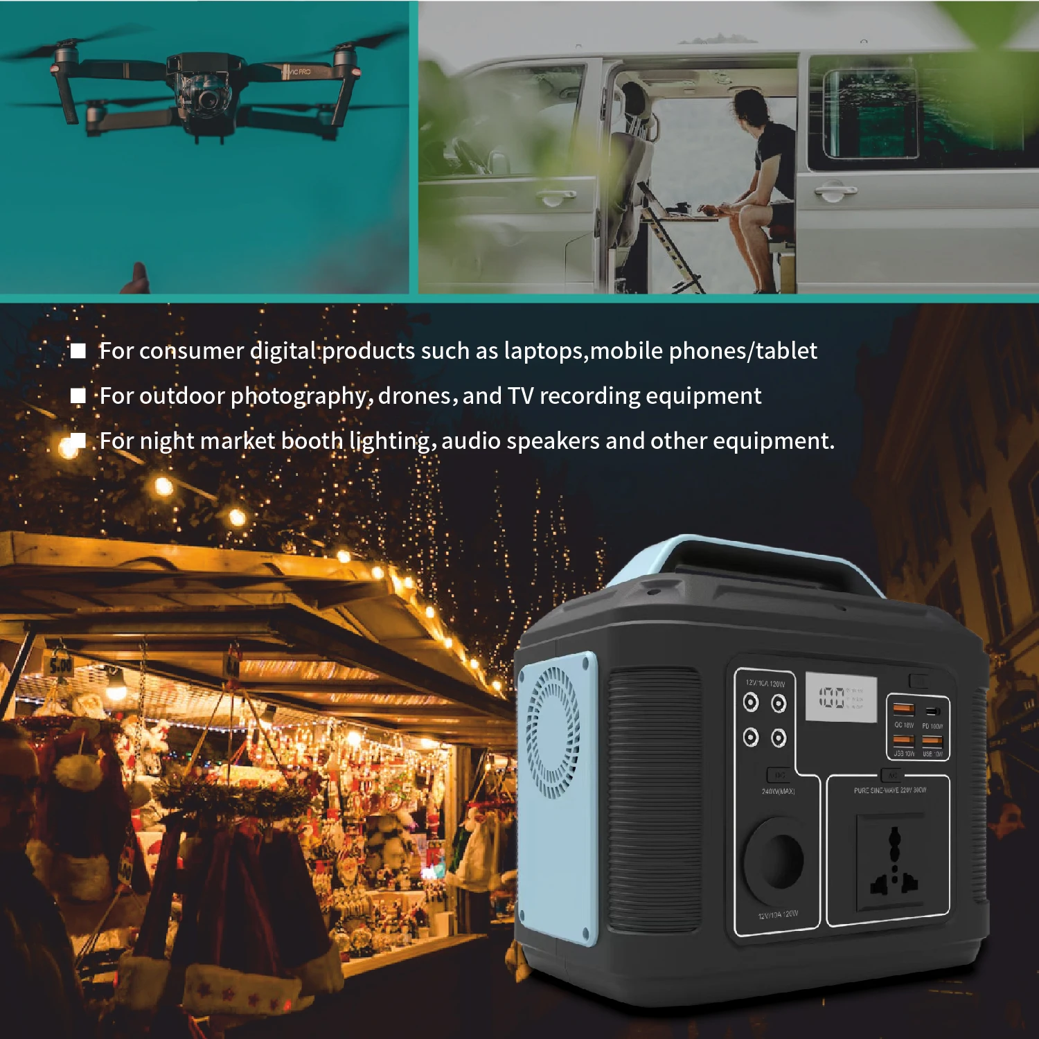 Elecnova Hot Model Power Generator With 3KW Inverter 300 Wh Battery Portable Energy Storage System for Home and Office
