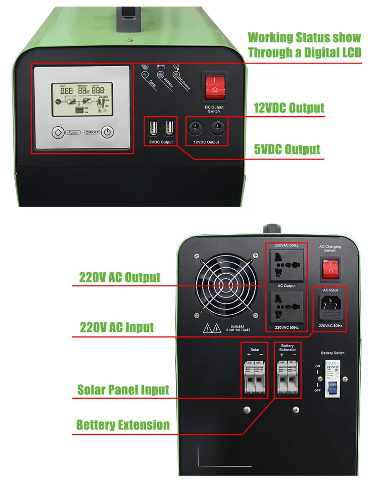 All in One Solar System With Panels Portable Solar Power System 12V 500W Solar Kit Storage System With Battery