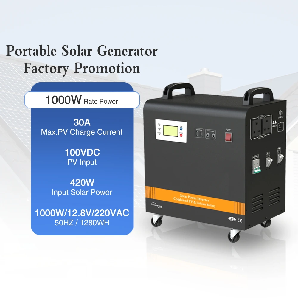 SNADI 1000W 2000W Portable Power Station LiFePO4 Battery Solar Generator for Home Power Supply