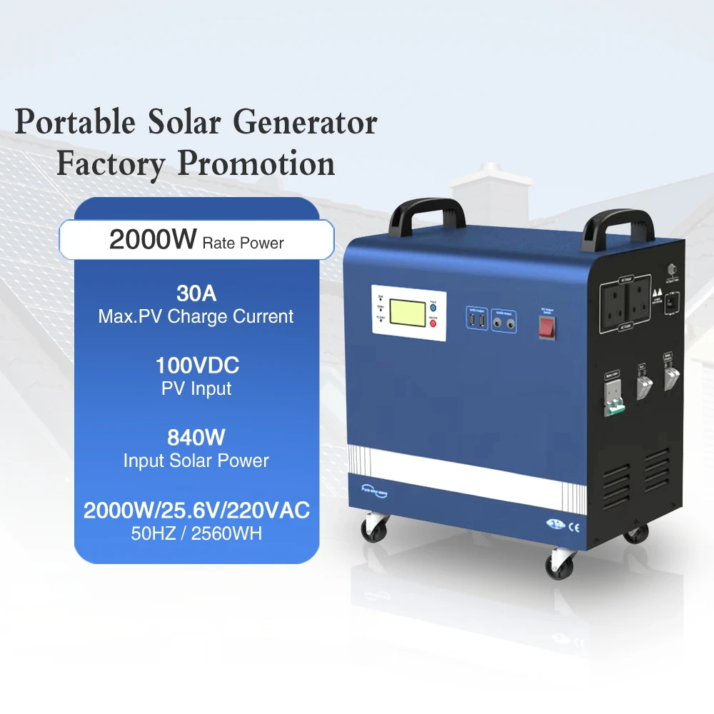 New Arrivals 2000W Power Station 2 Kva Solar Battery Generator 2000w 24v 220v Electric Solar Portable Generators for Solar Panel