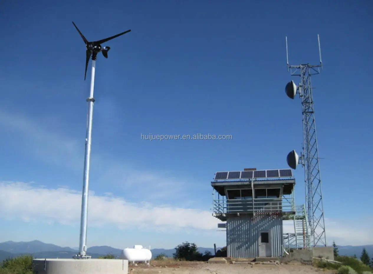 Telecom Site Lithium Ion Battery Energy Storage System 5kw 10kw Wind Turbine with Solar Panel Outdoor Site Energy System