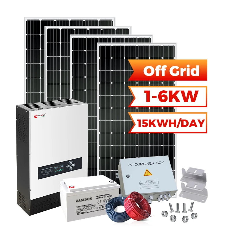 Complete Set Off Grid Solar Energy Power System 3000w 4000w 5000w 2kw House Home All in One Hybrid Solar Panel System Kit 5000w