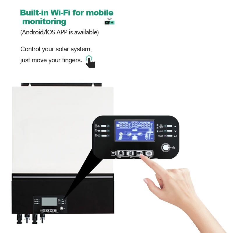 8kW 11kW MPPT Solar Inverter Pure Sine Wave Off-Grid Solar Inverter Built-in Anti-dust Kit Wifi Removable LCD