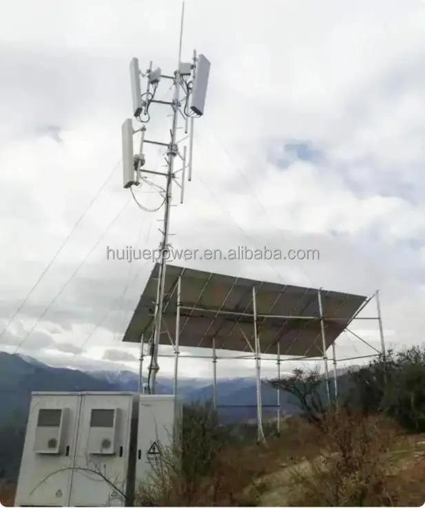 Telecom Site Lithium Ion Battery Energy Storage System 5kw 10kw Wind Turbine with Solar Panel Outdoor Site Energy System