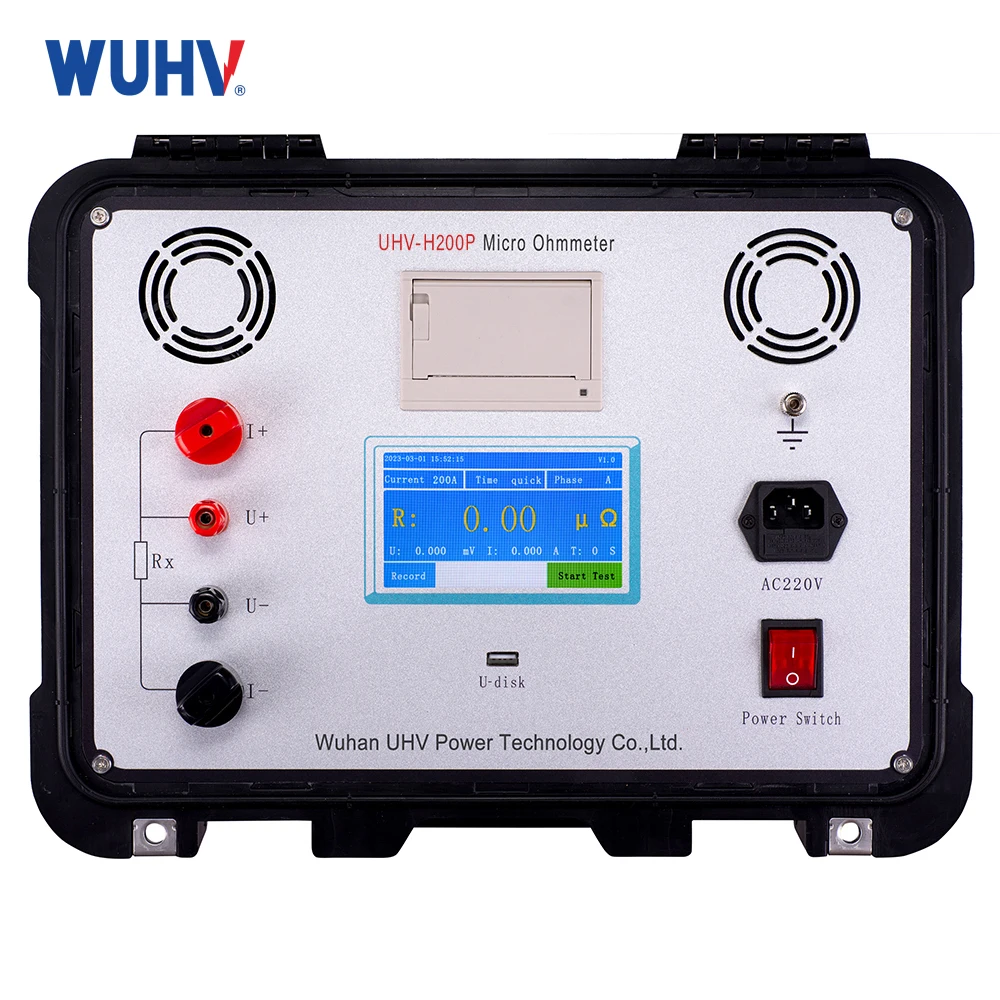 G UHV-H200P High Precision DC Switch Circuit Breaker Test Equipment Micro Ohm Meter Dynamic Contact Resistance Tester