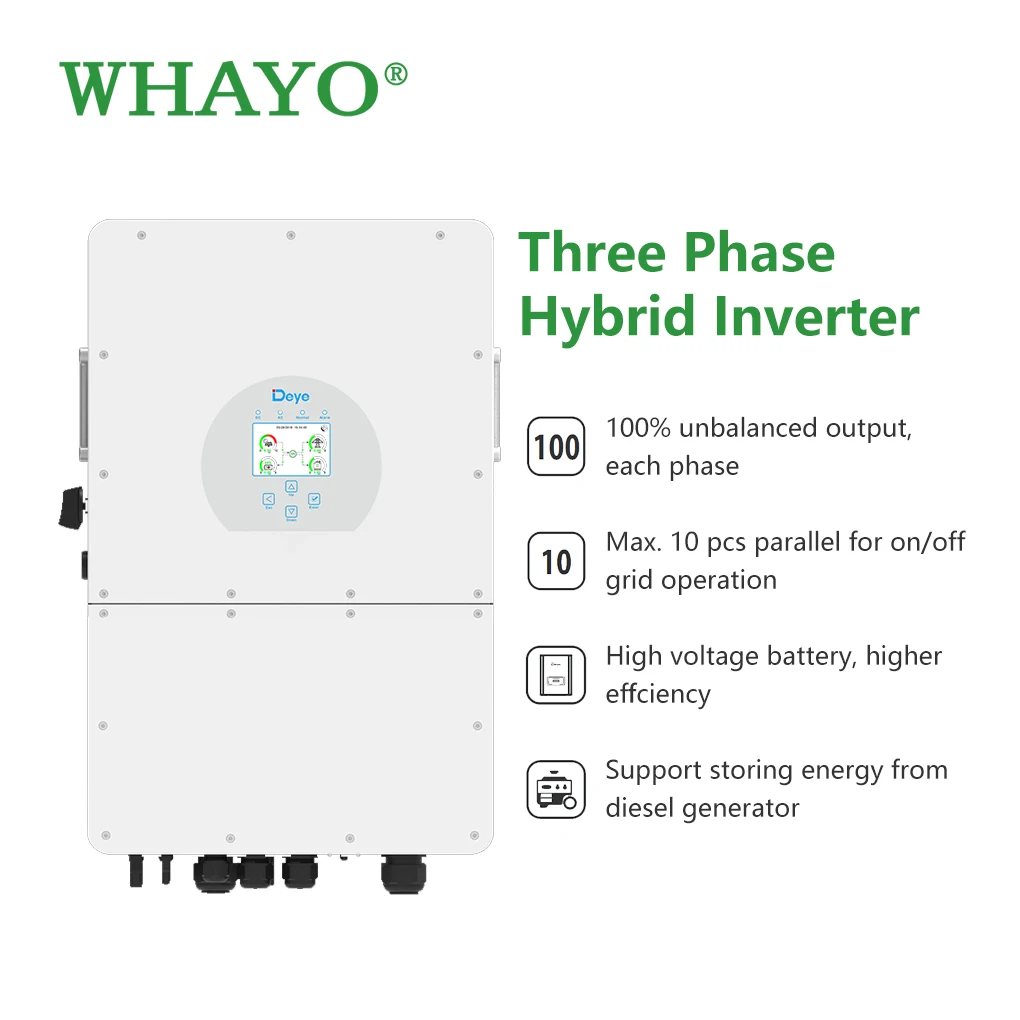 Whayo 15KW 20KW 30KW Solar Large Industrial and Commercial Systems Complete 30KW 25KW Hybrid Solar Energy System