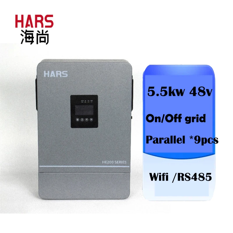 HARS Wholesale 48V Hybrid Inverter 220V 380V 5.5KW MPPT 5500W Pure Sine Wave Solar Inverter Dual Output Parallel WIFI