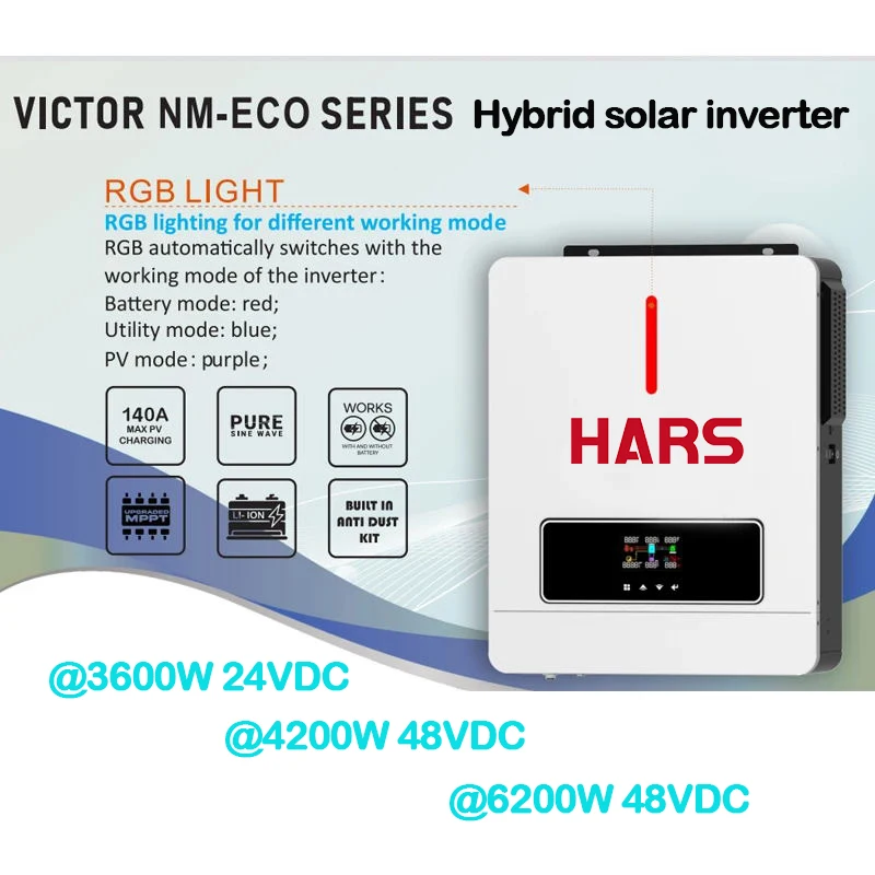 HARS 4200W 24VDC 120A Hybrid Solar Inverter Without Battery on Off Grid Tie Solar Hybrid Invert Solar Hybrid Solar Inverter
