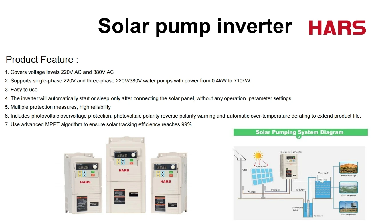 HARS Smart Big Sales 5.5KW VFD Inverter 1kw 2kw 3kw 4kw 5kw 35kw 45kw   Solar Pump System for Agriculture Irrigation