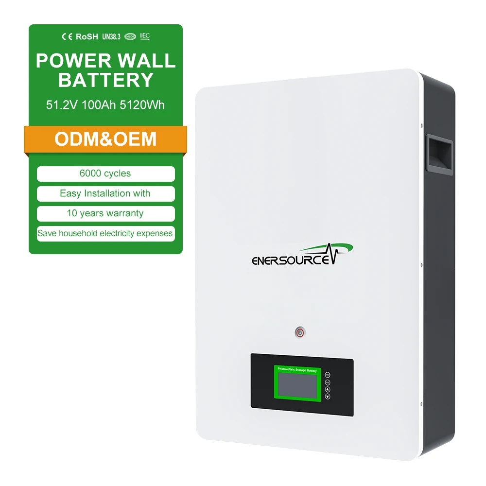 Enersource 2025 48V/51.2V 200AH 10kwh Lithium Ion Battery Wall Mounted Power Storage for Solar System CAN Communication Port