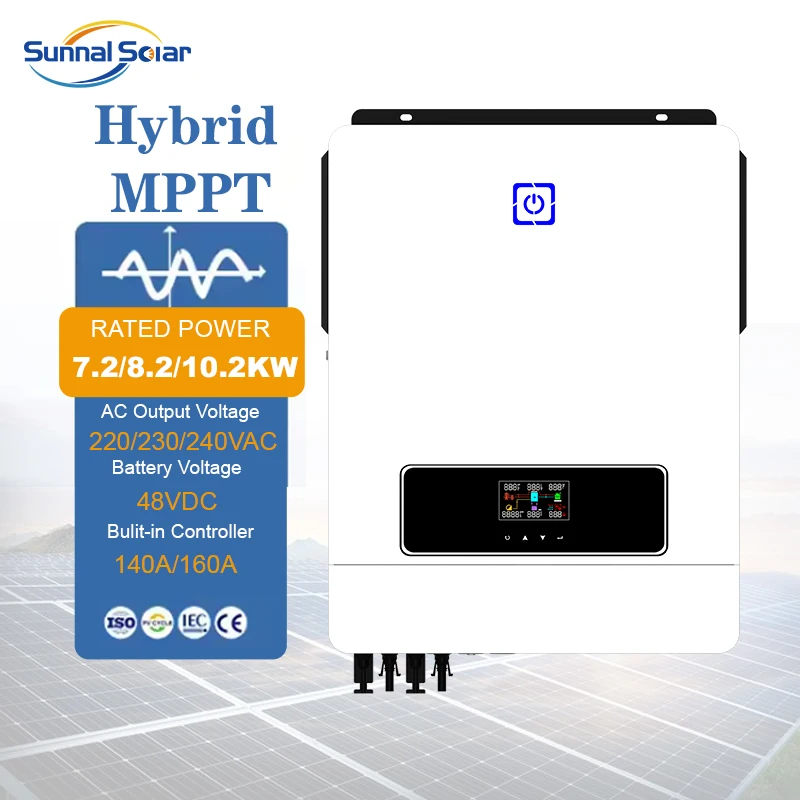 Home Solar Energy System Plug and Play 8KW 8.2KW 10KW 10.2KW Off Grid Solar Hybrid Inverter With Dual MPPT