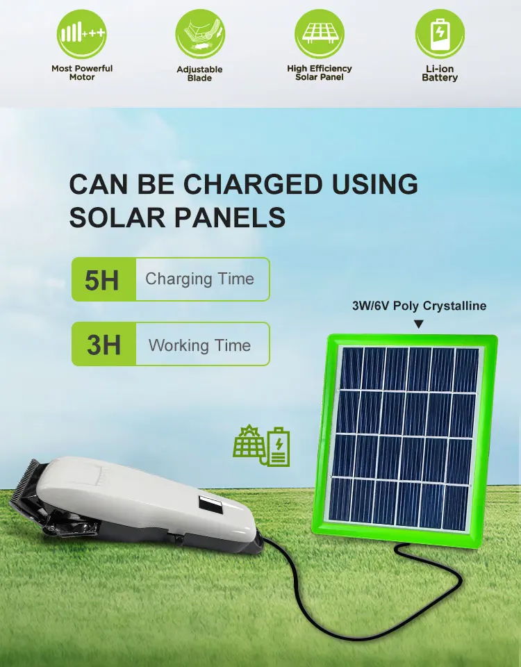 Cordless Solar Charge Electric Hair Clipper