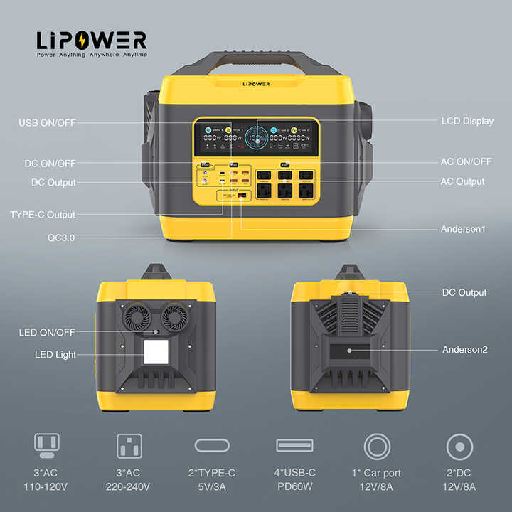 Portable Power Station 3000W Fast Charging LiFePO4 Battery for Camping and Home Use Lipower