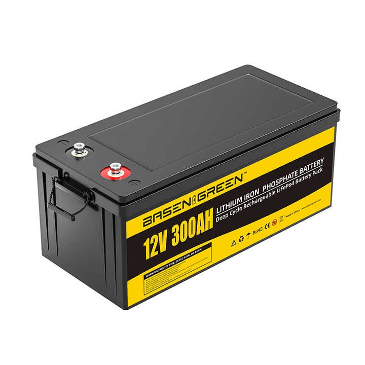 LiFePO4 Battery 12V 300Ah Long Cycle Life for RV Marine Solar Power Systems BASEN