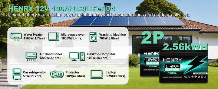 12.8V 100AH LiFePO4 Lithium Battery Pack for Solar Energy Storage Systems with 3000 Cycles Long Life HENRY