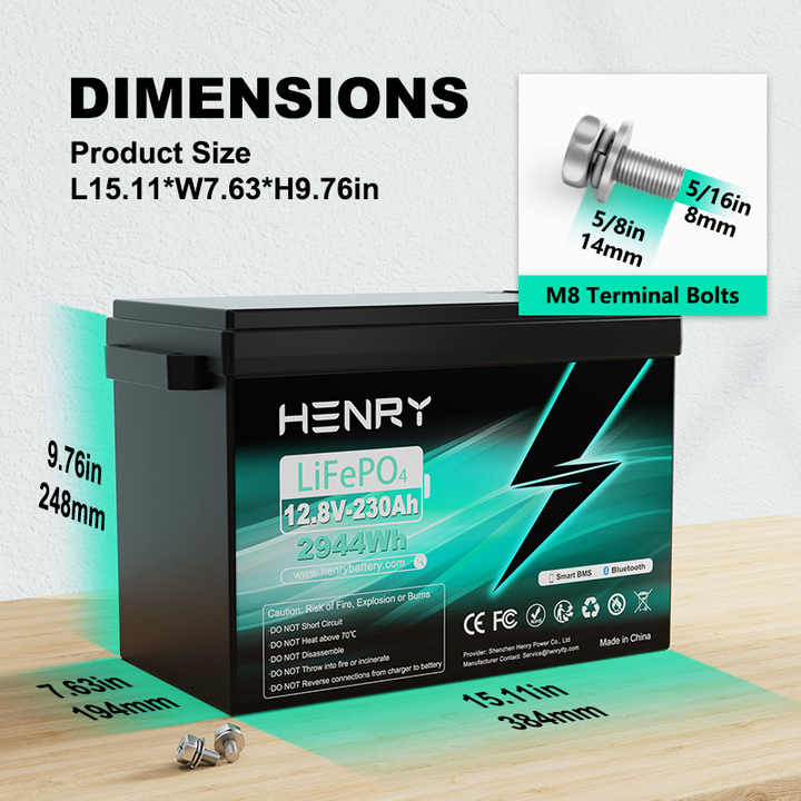 Lithium Iron Phosphate Battery 12V 12.8V 230Ah Deep Cycle Long Life Solar Storage System for Off-Grid Power