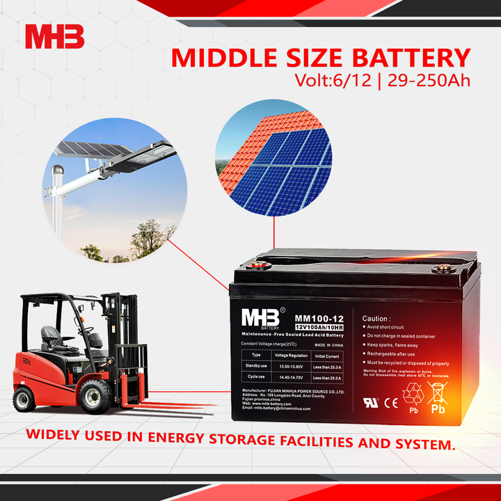 MHB MMD55-12 Gel Solar Automotive Forklift 12V 55Ah 20hr VRLA Lead Acid Deep Cycle Battery for Energy Storage UPS Medical Equipment MHB