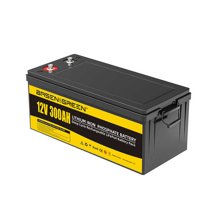LiFePO4 Battery 12V 300Ah Long Cycle Life for RV Marine Solar Power Systems BASEN