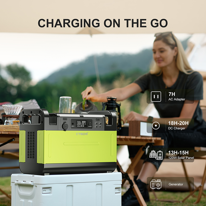 1500W 2000W Electric Portable UPS Lithium Power Supply Station Solar Generator LiFePO4 Battery Home Camping Backup Power Supply CTECHi