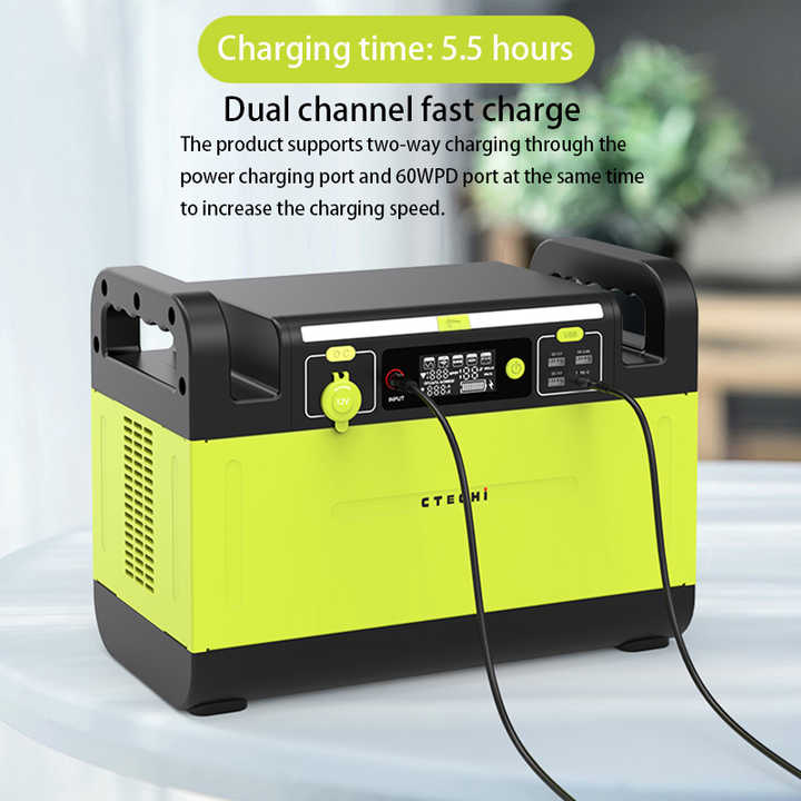 CTECHi 1500W High-Power Wireless Fast Charging Power Station with Li-ion Battery for Home & Outdoor Use