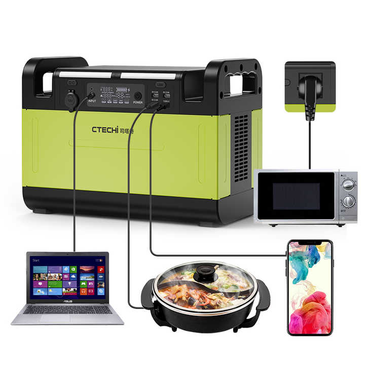 1500W 2000W Electric Portable UPS Lithium Power Supply Station Solar Generator LiFePO4 Battery Home Camping Backup Power Supply CTECHi