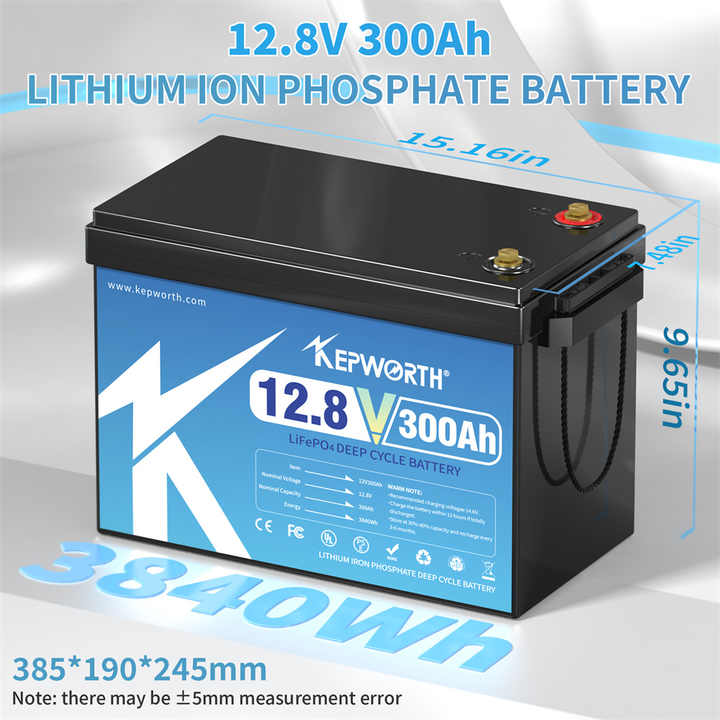 12V 300Ah LiFePO4 Battery Pack Deep Cycle Long Life 6000 Cycles for Golf Cart RV Camper Solar Energy Storage System Kepworth