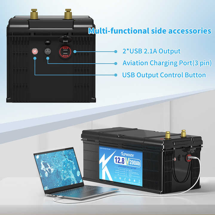 Kepworth Solar Battery 12v 200Ah 24V 40Ah-100Ah LiFePO4 Energy Storage System for Home Appliances Power Tools Solar Systems