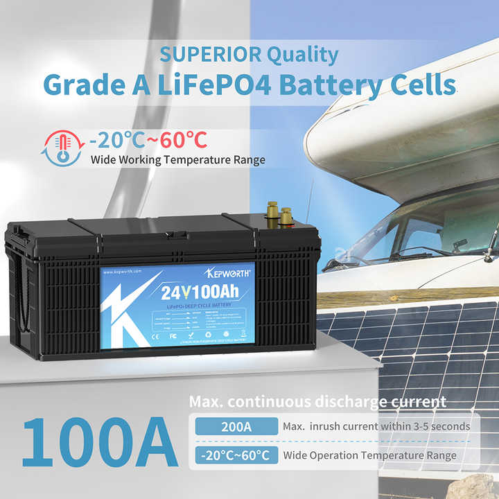 24V 100Ah LiFePO4 Battery Pack Deep Cycle Long Life Solar Energy Storage System for Electric Vehicles Kepworth