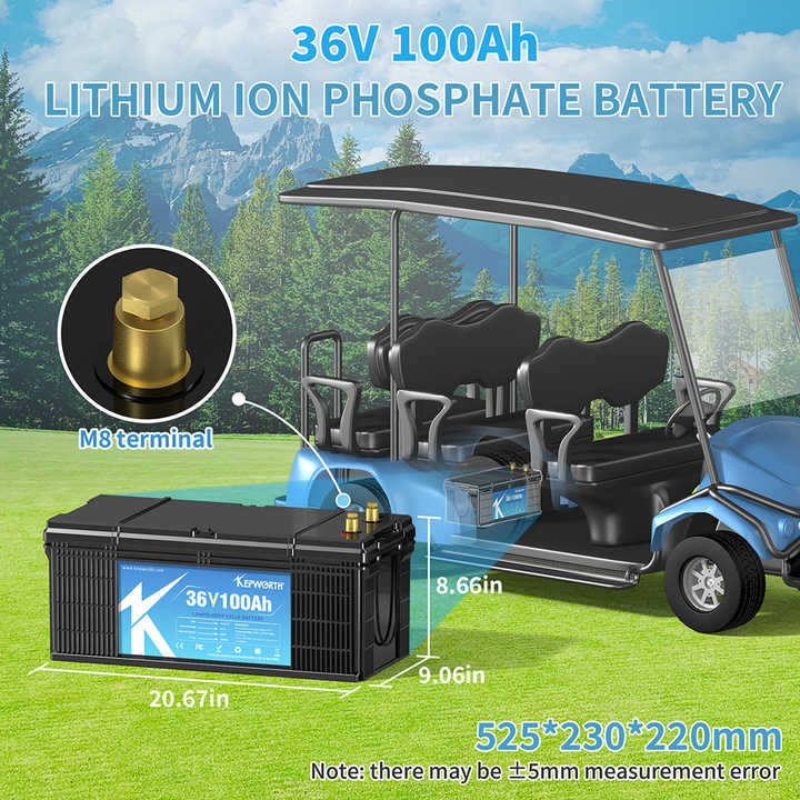 36V 100Ah LiFePO4 Battery 3840Wh with Built-in BMS for Solar Marine Applications Kepworth