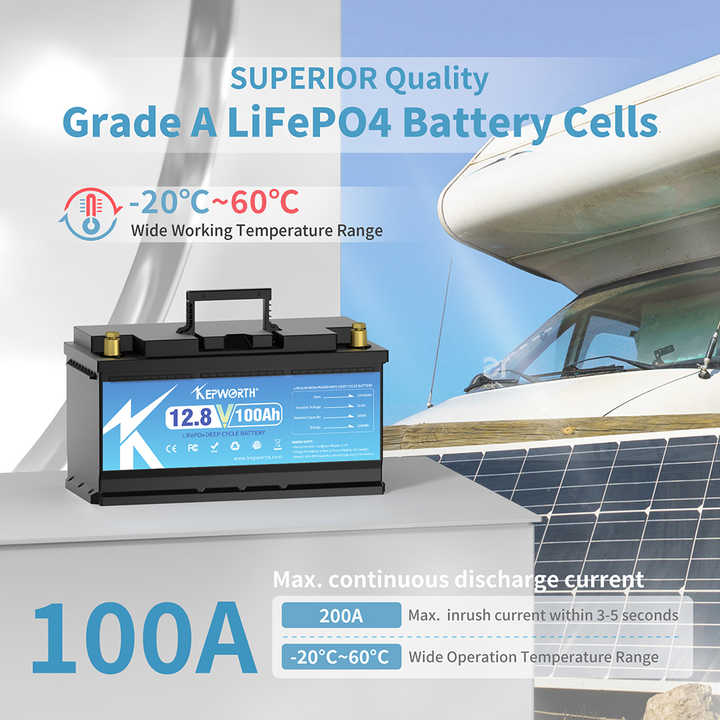 Kepworth 12.8V 100Ah LiFePO4 Battery Pack 6000 Cycles Solar Energy Storage System with BMS