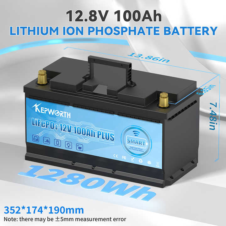 LiFePO4 Battery 12V 100Ah 120Ah 200Ah with Bluetooth Smart BMS for RV Solar Marine Energy Storage System Kepworth