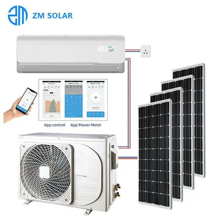 DC Off-Grid Solar Powered Mini Split Air Conditioner Hybrid 24000 BTU Cooling/Heating System for Household with 400W Solar Power Jiangsu Zhongming