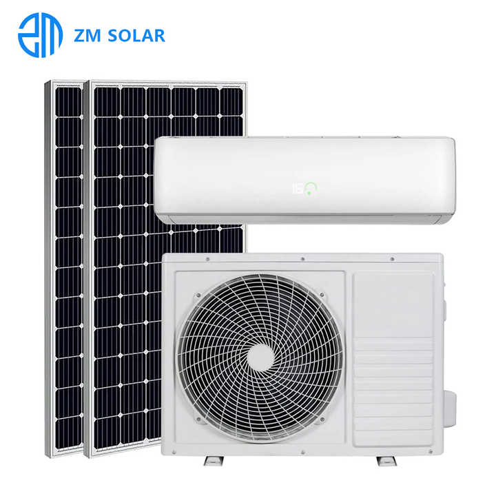 9000BTU Hybrid Solar Commercial Air Conditioner 1HP 0.75Ton Grid-Tied System 24000BTU Light Commercial Solar AC with 400W/500W/600W Solar Power Support