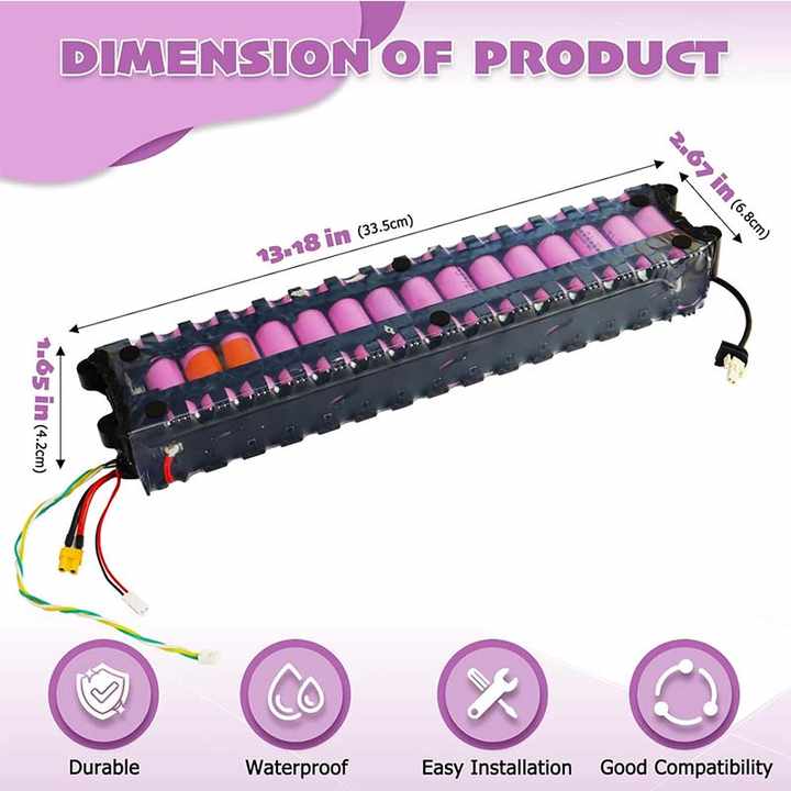 36V 7800mAh Quick Charging Lithium Battery Pack for Electric Scooters NMC 10S3P 33.5*6.8*4.2cm