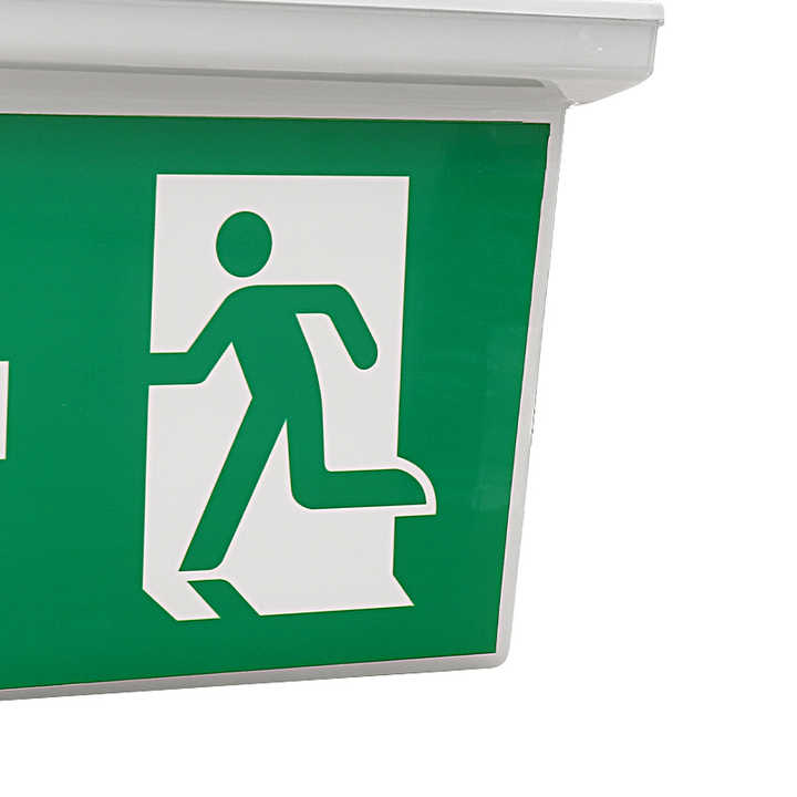 3W LED Emergency Exit Sign Light IP65 Rechargeable 3.7V Lithium Battery for Commercial Building ABS Housing FAT