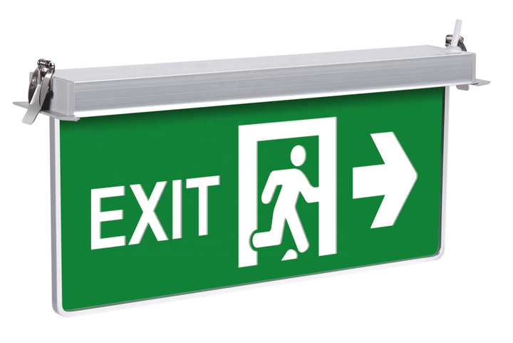 Recessed LED Emergency Exit Sign Light 3.6V Ni-Cd Battery 4W Fire Safety AC85V-265V Aluminum+Acrylic