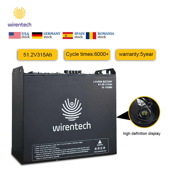 51.2V OEM Center Power Electric Forklift 48V Lithium Ion Battery 36V 460Ah Forklift 345Ah BMS Energy Storage LiFePO4 Battery for Industrial Vehicles wirentech