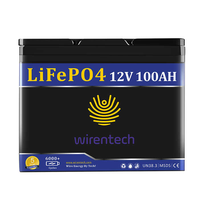 12V 100Ah LiFePO4 Battery 1KW 2KW 3KW Deep Cycle Energy Storage System for Golf Carts RVs Solar Power Systems Wirentech