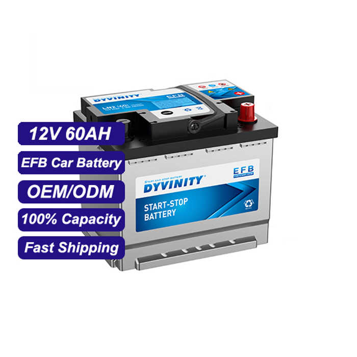 12V 60AH 6-QW-60 EFB Lead Acid Car Battery for Start Stop System JIS Standard Maintenance-Free DYVINTY