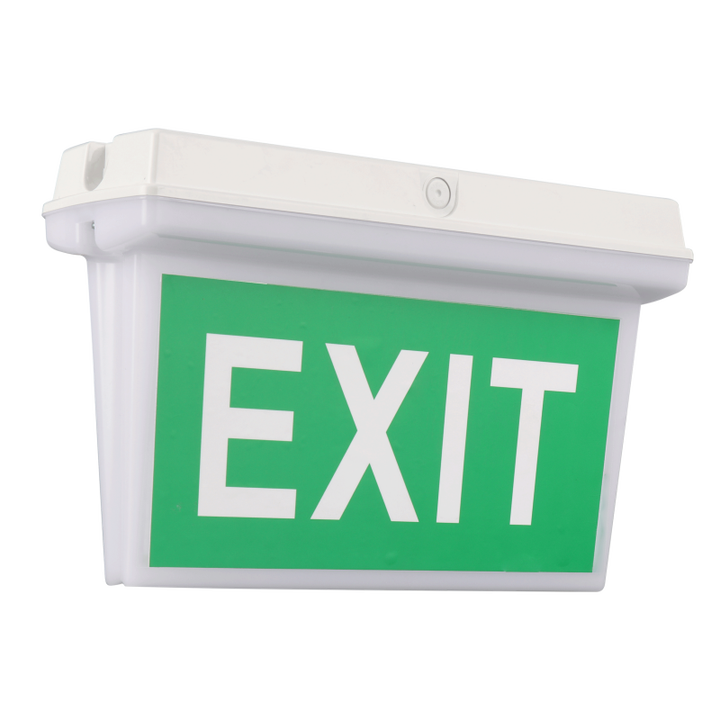 3W LED Emergency Exit Sign Light IP65 Rechargeable 3.7V Lithium Battery for Commercial Building ABS Housing FAT